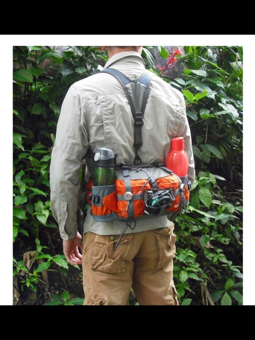 Orange and Gray Men's Waist/Fanny Pack - Lightweight Outdoor Hip Bag - Picture 4 of 4